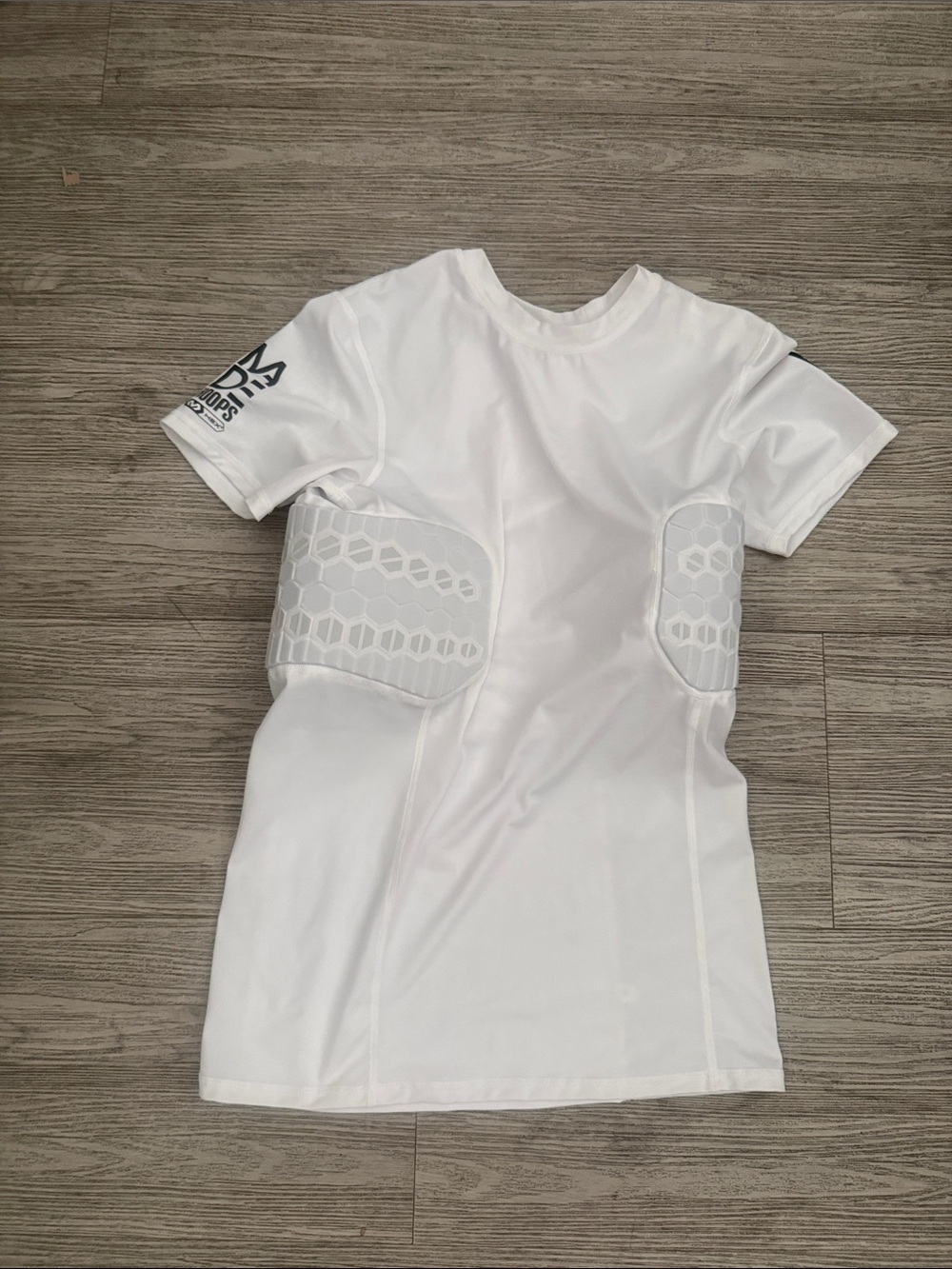 HEX MADE HOOPS White Short-Sleeve Padded Compression Shirt with Side Panels